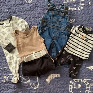 Baby Clothing Set with Denim Overalls